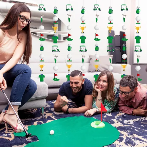 Vista 5 de Decoraciones para fiestas de golf, 8 unidades, guirnalda colgante de carrito con temática de golf, decoración de cumpleaños, decoración de golf