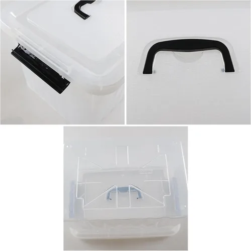 Vista 3 de Ggbin Caja de almacenamiento de plástico con pestillo de 12 cuartos de galón, contenedor de almacenamiento con tapa transparente