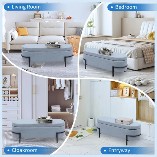 Vista 72 de Babion Banco otomano de almacenamiento con brazos, banco de extremo de cama para dormitorio, banco de almacenamiento con botones para entrada, sala