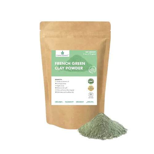 Cosmic Element Arcilla verde francesa europea Montmorillonita en polvo de arcilla ultra suave, grado cosmético vegano, arcilla curativa para máscara