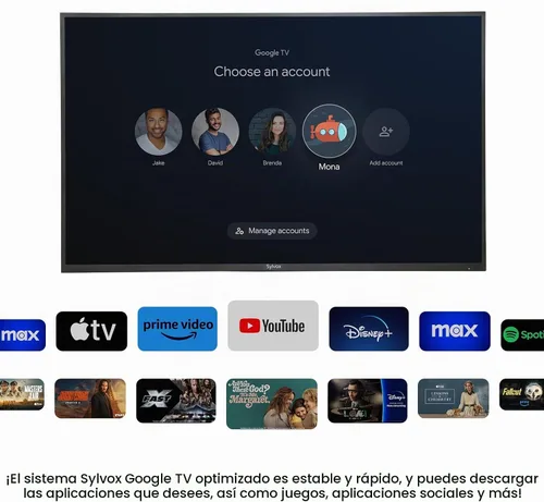 Vista 4 de SYLVOX 43" Outdoor TV, Anti-Glare 4K UHD HDR10, Dolby Atmos, Google TV