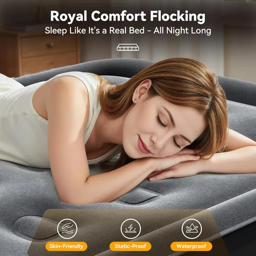 Vista 3 de VOSSER Colchón de aire individual con bomba integrada, colchón inflable elevado de 18 pulgadas, colchón inflable en 2 minutos, colchón de aire Negro