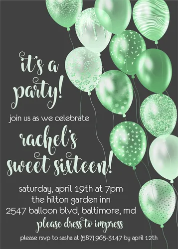 Mint & Slate Grey Sweet 16 Invitations With Envelopes, Mint Sweet 16 Invite, Mint Quinceanera Invitations, Mint Quince Invites