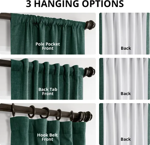 Vista 55 de HPD HALF PRICE DRAPES Cortinas de lino italiano para dormitorio y sala de estar, cortinas de oscurecimiento de habitación (1 panel), 50 pulgadas