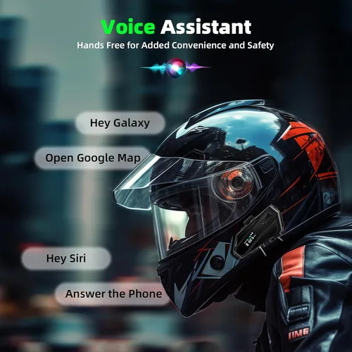 Vista 5 de Auriculares Bluetooth para casco de motocicleta con pantalla LED, sistema de intercomunicación de casco de 2 vías con 2 micrófonos tipo, ranura