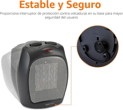 Vista 5 de Amazon Basics Calentador de espacio de cerámica, solución de calefacción portátil para interiores, con protección contra sobrecalentamiento