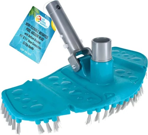 U.S. Pool Supply Cabezal de aspiradora de piscina con peso muy flexible con cepillos inferiores, conexión de manguera de 1-1/2 pulgadas y 1-1/4