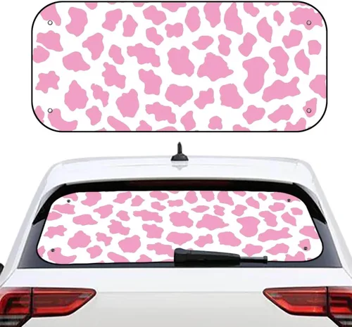 Vista 11 de Biyejit Parasol para ventana trasera de coche de vaca blanca y negra con ventosa, accesorios de automóvil con estampado de vaca, bloqueador solar