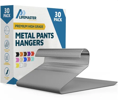 Vista 11 de Lifemaster Juego de perchas para pantalones de metal - 20 piezas Elegante juego de perchas para guardarropa con ahorro de espacio y antideslizantes