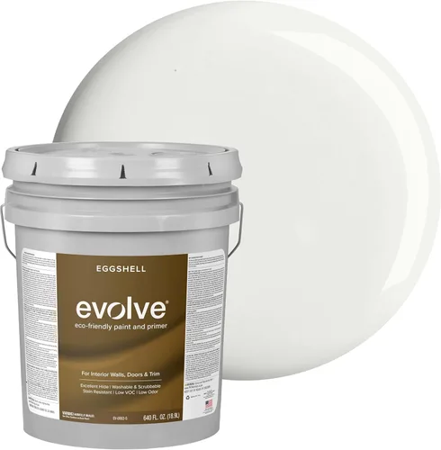 Vista 60 de EVOLVE Pintura e imprimación para interiores, cáscara de huevo (blanco alabastro), 1 galón, cobertura de una capa, excelente oculto, bajo contenido