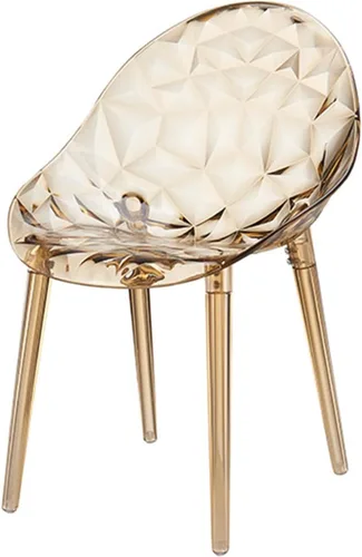 Juego de 4 sillas de comedor modernas de acrílico transparente para comedor, elegante opción de color ámbar (ámbar, tamaño único)