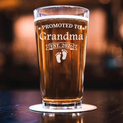 Vista 3 de Grandpa Est 2023 Vaso de cerveza – Pinta grabada de 16 onzas, regalos para el nuevo abuelo