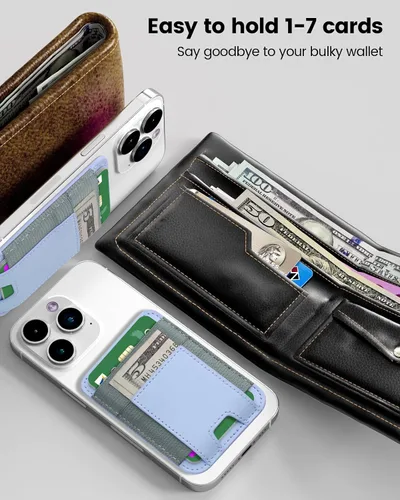 Vista 6 de Billetera magnética para teléfono con MagSafe de Apple, soporte para tarjetas para iPhone 15 Pro Max/15 Plus/15 Pro/15, 14 Pro Max/14 Plus/14 nube