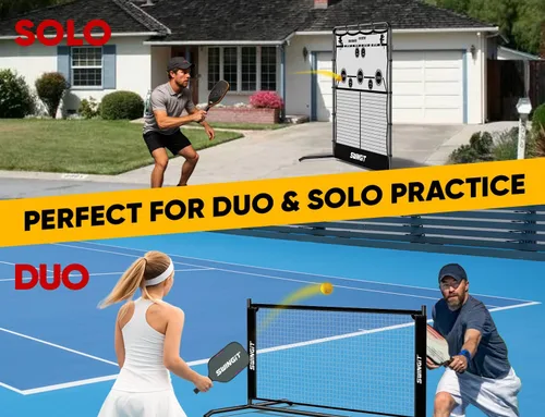 Vista 2 de Portable Pickleball Training Net, 2in1 Solo Rebounder Net System for Dinks Volleys Tennis, USAPA Approved Accuracy Trainer Equipment with Carry Bag