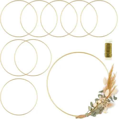 Vista 12 de Paquete de 8 anillos de metal para manualidades de macramé de 4 pulgadas, suministros de atrapasueños de aro floral, centros de mesa para mesa