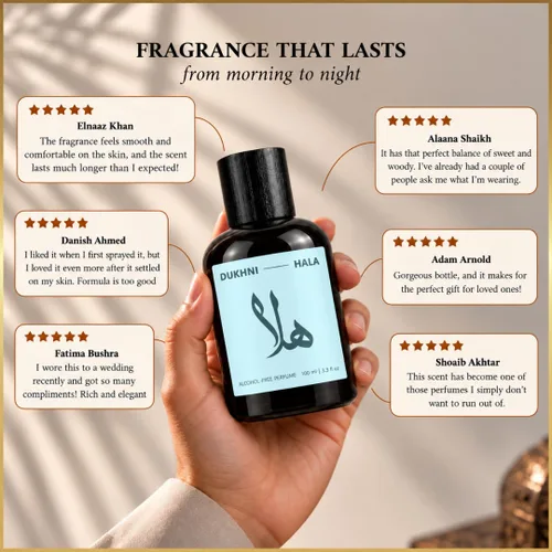 Vista 8 de Dukhni Hala100ml Perfume unisex Perfume árabe de larga duración