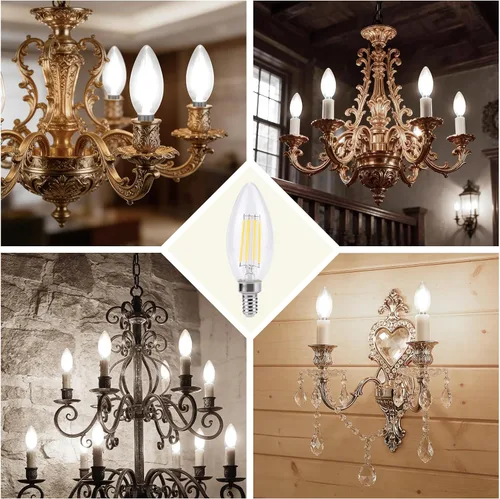 Vista 6 de KINUR Bombillas LED para candelabro E12 de 4 W (equivalente a 40 vatios), bombillas LED para candelabro, 5000 K, B11, color blanco suave, bombilla