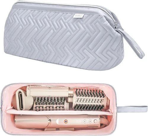 Vista 9 de Leudes Bolsa de viaje para herramientas para el cabello, estuche de transporte portátil de tiburón Flexstyle, estuche para secadora de pelo de Verde