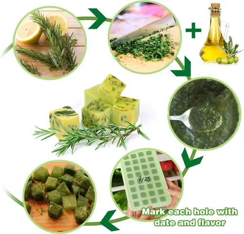 Vista 5 de AIERSA 2 moldes de silicona para cubos de aceite con infusión de hierbas, 32 moldes de gomitas de caramelo de cavidad, molde cuadrado de chocolate