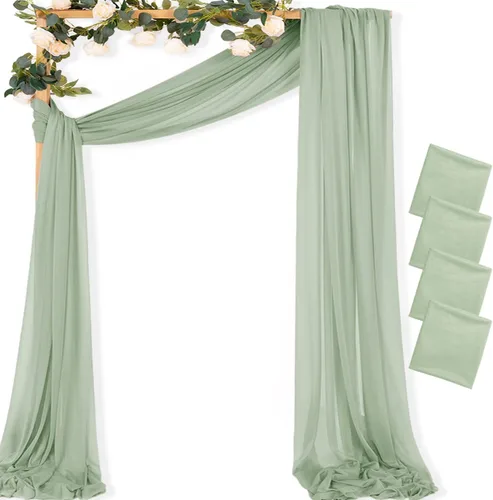 Vista 28 de MLMC 1 panel de tela para arco de boda azul bebé, 29 x 20 pies, cortinas de gasa extralargas transparentes de 6.6 yardas, paneles de cortinas