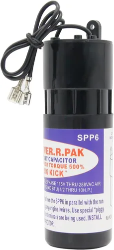 Vista 2 de Kit de condensador de arranque duro SPP6 Supco Super Boost (1/2 a 10 H.P.) apto para aire acondicionado, aumenta el par de arranque del compresor