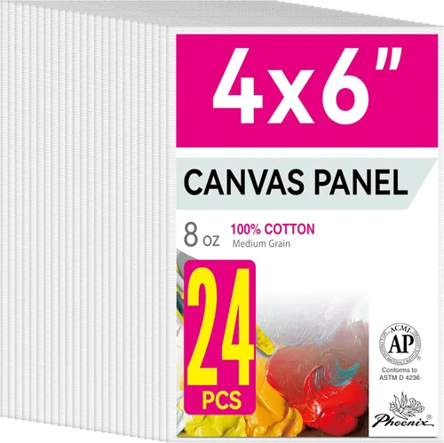 Vista 21 de PHOENIX Paneles de Lienzo Pequeños para Pintura de 3x5 Pulgadas, Paquete de Valor de 12 Unidades - 8 Oz Triple Imprimado 100% Algodón Libre de Ácido