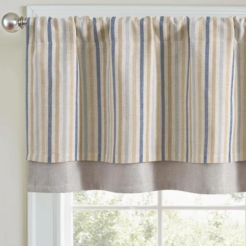 Vista 10 de Jinchan - Cenefa de Lino Rayado para Ventanas de 16 Pulgadas, Cortinas Oscuras para Pequeñas Ventanas, Cenefa de Doble Capa Estilo Granja para Sala