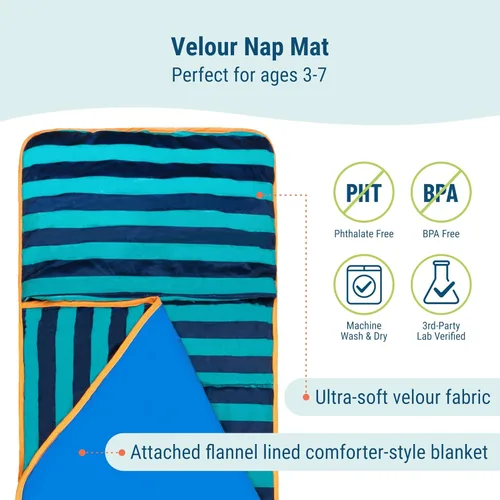 Vista 3 de Wildkin Kids Velour Nap Mat – Soft, Cozy, Convenient for Daycare & Preschool