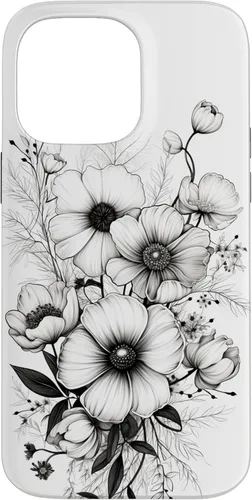 Vista 21 de Flowers Design Black and White Floral Women Case for iPhone 16