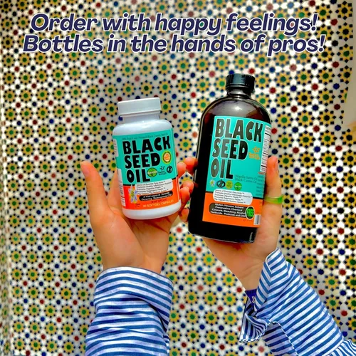 Vista 7 de Aceite de semillas Sweet Sunnah, negro, prensado, en frío, sin OGM en botella de vidrio de 8 onzas