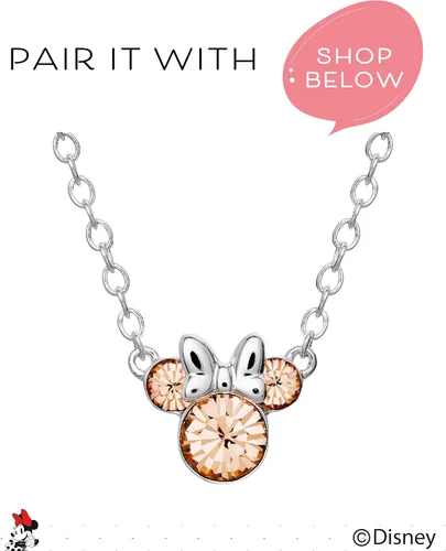 Vista 4 de Disney - Aretes tipo dormilona con diseño de Minnie Mouse para mujer, joyería de Disney de piedras natales