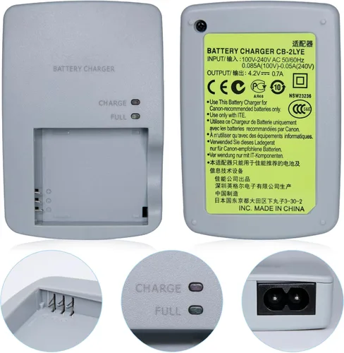 Vista 3 de CB-2LY CB-2LYE Cargador de batería rápido compatible con Canon: para batería NB-6L NB-6LH PowerShot D10 D20 D30 S90 S95 S120 S200 SD770 es SD980 es