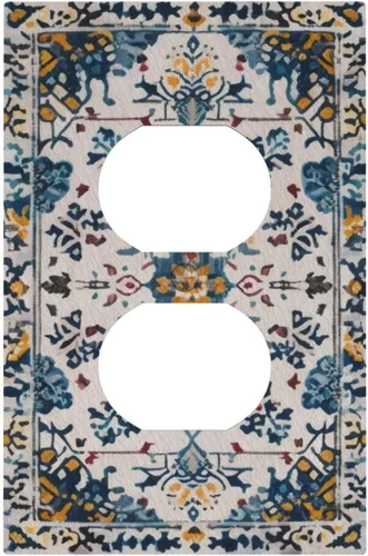 Vista 86 de William Morris Floral Boho Azul Medianoche Azul Bohemio Flor 1 Banda Dúplex Cubierta de Salida Decorativa Receptáculo Único Interruptor Eléctrico