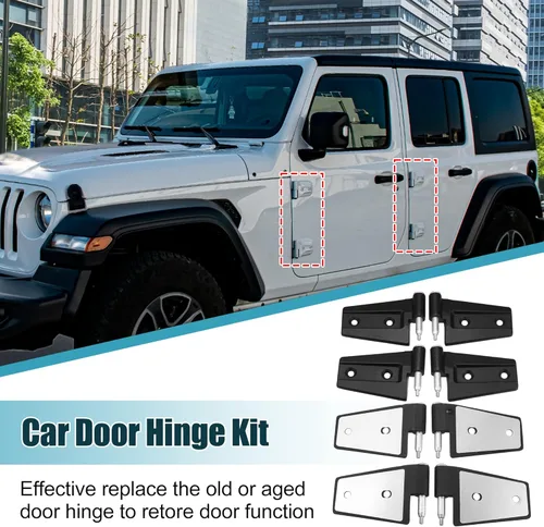 Vista 2 de X AUTOHAUX Kit de 8 bisagras de puerta de automóvil con 16 pernos para Jeep Wrangler JK 2007-2018 Bisagra de puerta exterior de acero inoxidable