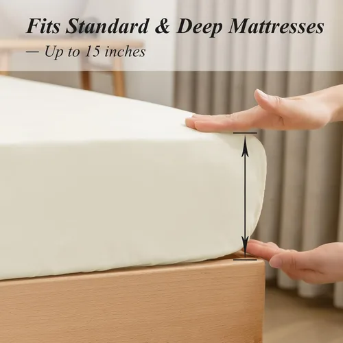 Vista 3 de Sábana bajera ajustable individual solamente – Microfibra premium 1800 súper suave y acogedora, resistente a arrugas, decoloración y encogimiento