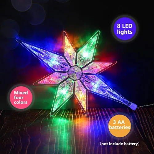 Vista 2 de Mudder - Decoración de árbol de Navidad de 10.8 pulgadas, luces de estrella de ventana de Navidad grandes, estrella colgante de Belén, decoración