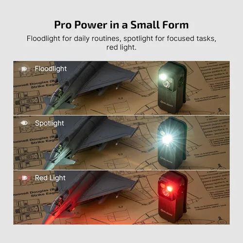 Vista 2 de OLIGHT Oclip Pro linterna EDC con clip, recargable de 500 lúmenes con tres soluciones de iluminación, carga tipo C, luces magnéticas
