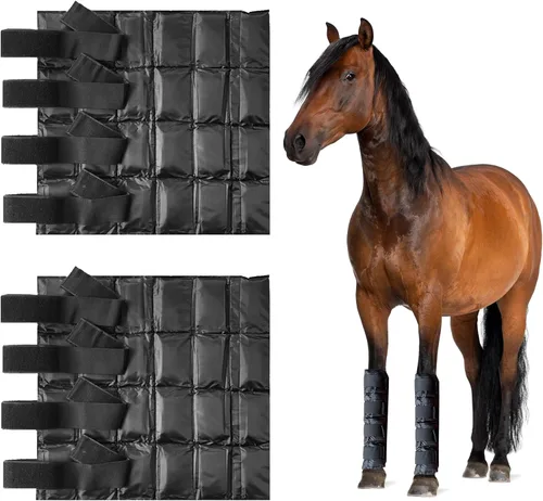 Prairie Horse Supply - Botas de hielo de nailon duraderas para caballos y ponis - Envoltura de botas de gel de terapia de frío para hockey, tobillo,
