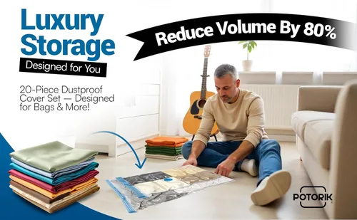 Vista 6 de Bolsas de almacenamiento al vacío, paquete de 20 (4 jumbos/4 grandes/4 medianos/4 pequeños/4 rollos) - Bolsas de compresión ahorradoras de espacio