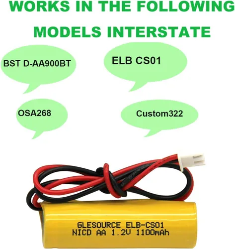 Vista 3 de Batería de luz de emergencia AA 1100mAh 1.2V compatible con ELB-CS01, EXR EL 122 C4T, Custom 332, Unitech OSA268 (paquete de 4)