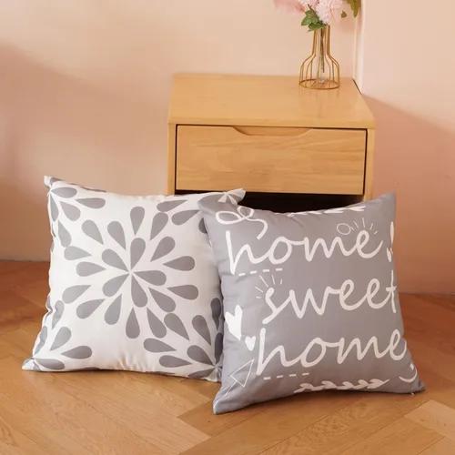 Vista 6 de Juego de 4 fundas de almohada de 20 x 20 pulgadas, estilo granja, geométricas, de lino y algodón, para sofá, cama, color gris, 20 x 20 pulgadas