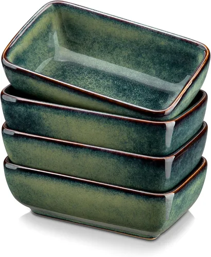 Vista 9 de vancasso Stern - Tazones de inmersión de 6 onzas, plato de cerámica para salsa de soja de 4.5 pulgadas, platos laterales rectangulares, platos