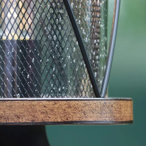 Vista 2 de Inlight IN-0645-1-BK - Lámpara de montaje en poste de 17 pulgadas de alto, pantalla de vidrio transparente con semillas y metal de malla, acabado