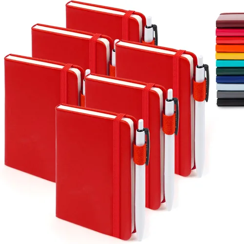 Vista 21 de Feela - Paquete de 6 cuadernos pequeños de bolsillo a granel, mini cuadernos de notas memo kawaii de tapa dura con líneas universitarias y soporte