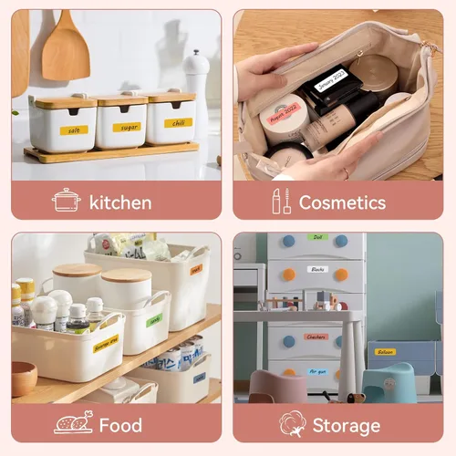 Vista 5 de PRT Qutie Cinta para etiquetar, 1 rollo de 13 pies (13.1 ft), compatible con la etiquetadora Qutie, 1 rollo rosa claro