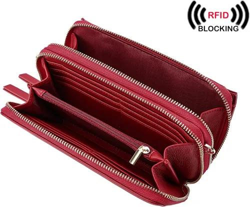 Vista 2 de Lanyani Cartera cruzada RFID con bolsillo para teléfono para mujer, cuero vegano