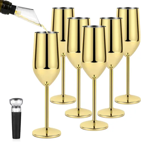 Vista 14 de Lifecapido Paquete de 2 copas de champán de acero inoxidable, copas de champán irrompibles de 8 onzas, elegantes copas de champán de acero Negro