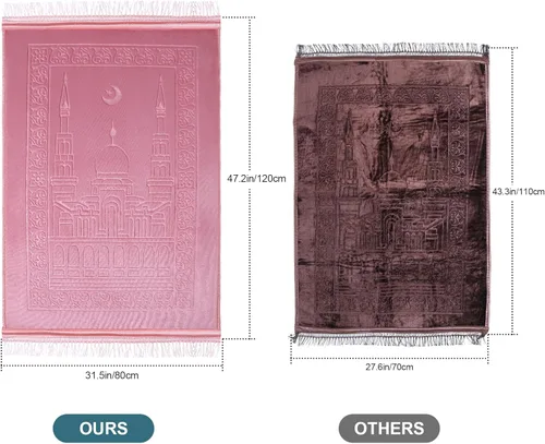 Vista 4 de Z&Z living Space Soft Padded Prayer Mat – Extra Thick Comfort Rug for Home, Travel, Meditation, and Kneeling Support (Black and Green)