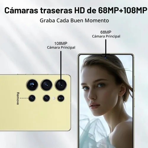 Vista 6 de I25 Ultra 5G - Teléfono inteligente desbloqueado, 16 GB+512 GB 7000 mAh, teléfono celular completamente para Android 14, pantalla HD de 6.99 Rosa