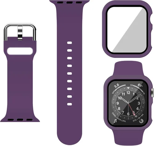Vista 15 de Correa Deportiva de Silicona y Estuche con Protector de Pantalla para Apple Watch Series 11, Series 10, Series 9, Series 8, Series 7, Series 6 SE